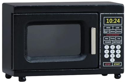 MagiDeal Mini Microwave Dollhouse Oven Black Simulation 1:12 Scale Dollhouse Accessories for Micro Landscape Decor Diorama Dining Room
