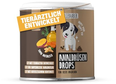 Analdrüsen Drops Hund – Analdrüsen Hund Leckerli – Für Feste Häufchen | Tierärztlich entwickelte Drops zur Verbesserung der Kotkonsistenz – Hundefutter Topping für empfindliche Analdrüsen – 350g