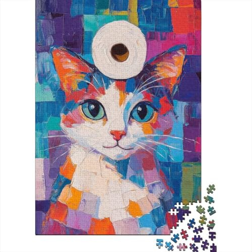 Cat with Toilet Paper Hat_2 1000 Piece Puzzle for Cat, 38x26cm/1000pcs
