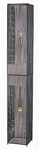 Dapo Steh-Stand-Leuchte-Lampe LINNEA mit handgewickeltem Seidenschirm und Echt-Kristall-Behängen, schwarz, H: 130cm, D: 20x20cm, Fassung: E27, 2x max. 60 W (nicht im Lieferumfang)