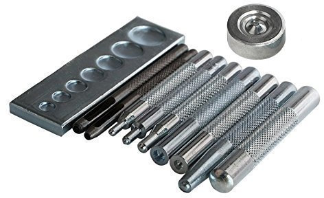 Co-link DIY 11 pcs Fertigkeit-Werkzeug Gesenkstanze Schnapp Nieten Setter-Basis-Kit mit Sockel für Lederhandwerk Lochungen und Installieren Rivet Knopf