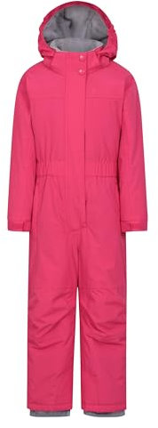 Mountain Warehouse Cloud Kids Snowsuit - Waterproof, Adjustable, One Piece Jumpsuit, Taped Seams, Fleece Lining, Girls & Boys - For Rain, Ski, Winter Pink Kids Size 2-3 Years