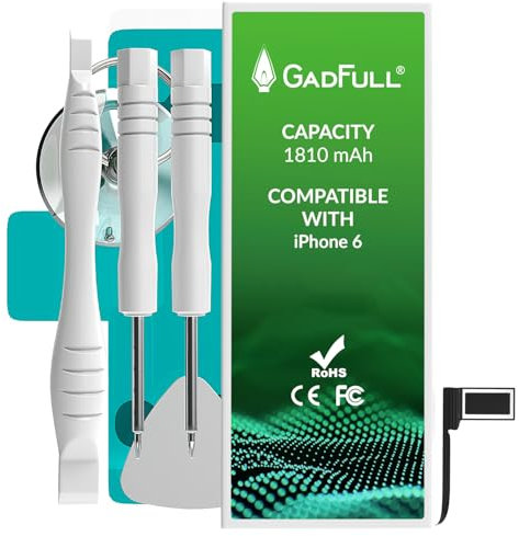 Gadfull Batterie Compatible avec iPhone 6 Production est 2023 avec Boîte à Outils | Y Compris Un Manuel de Réparation et la Boîte à Outils | Batterie de Remplacement de Qualité sans Cycles de Charge