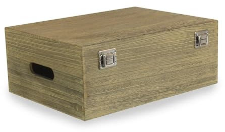 Red Hamper 30cm Oak Effect Wooden Box, Wood, Brown, 11.5 x 23 x 30 cm