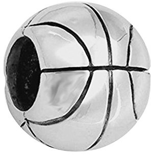 Basketball-Charm, 925er Sterlingsilber, Sport-Charm, Geburtstags-Charm für Pandora-Charm-Armbänder (Basketball)