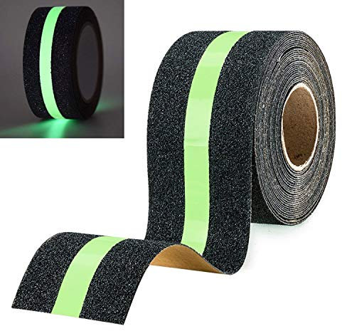 Hyber&Cara Antirutschband/Antirutschstreifen - Rutschfestes Klebeband Im Dunkeln leuchtend für Treppen, Leitern und rutschige Böden innen und außen 50 mm x 5 m