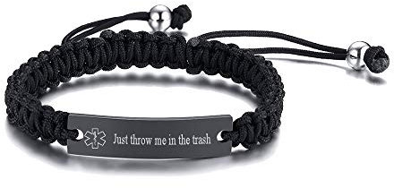 VNOX Armband mit Aufschrift When I'm Dead Just Throw Me in The Trash, handgefertigt, verstellbar, maßgeschneidertes Armband für Männer und Frauen, Set mit 1–5 Stück, Edelstahl, Edelstahl