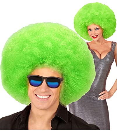 Horror-Shop Riesige Afro Perücke Grün als Kostümzubehör für Karneval und Mottoparties