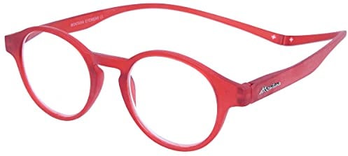 funktionelle MONTANA Lesebrille/-hilfe mit Magnetbügelenden und transparentem Stecketui - MAG in rot + 3,50 dpt