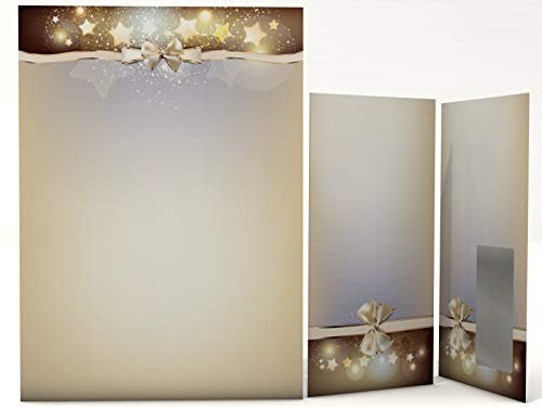 Weihnachtsbriefpapier Set | Sternen Nebel | 100 Blatt beidseitig bedrucktes Motivpapier A4 | 100 Briefumschläge OHNE FENSTER DIN LANG | Briefpapier Set