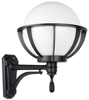 Licht-Erlebnisse Vintage Außenlampe NINETTE Kugelschirm E27 IP43 wetterfest blendarm Haus Hof Balkon Wandleuchte