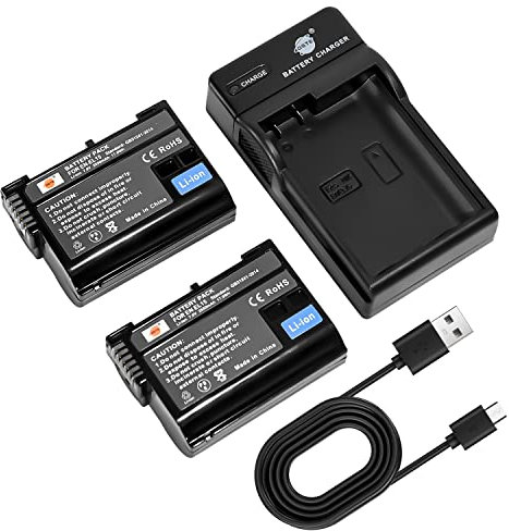DSTE 2-Pack EN-EL15 ENEL15 Batteries d'appareil Photo et Chargeur compatibles avec Nikon D7000 D7100 D7200 D600 D610 D750 D800 D800E D810A