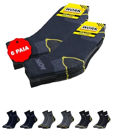 NOLOGO KATIACALZE Calze da Lavoro Uomo Donna 6 Paia - Calzini Uomo Cotone, Calze per Scarpe Antinfortunistiche, Calzini Anti vesciche, Traspiranti, Super Resistenti, Corto, 43/46