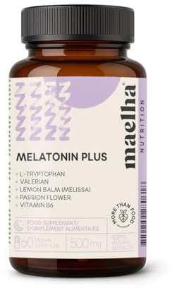 Melatonina Plus con L-Triptofano, valeriana, passiflora, melissa, vitamina B6