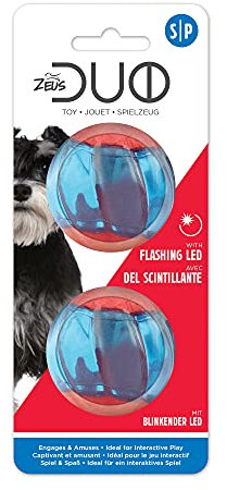 Zeus Duo-Bälle mit LED, interaktives Hundespielzeug, klein