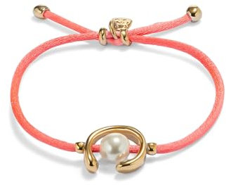 UNO de 50 Bracciale In Filo Fucsia Con Perla Shell Fornitura Placcato Oro 18K