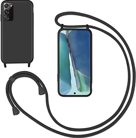 GoodcAcy Handykette Handyhülle für Samsung Galaxy Note 20,Smartphone Necklace Hülle mit Band Schutzhülle mit Kette zum umhängen Halskette Flüssig Silikon Case für Samsung Galaxy Note 20,Schwarz