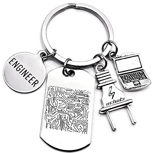 Ingenieur-Schlüsselanhänger, Leiterplatte, elektrisches elektronisches Design, Computer-Ingenieur-Lehrer, Studenten, Abschlussgeschenk, Computer-, Laptop-Anhänger, Schlüsselanhänger, silber, Diameter