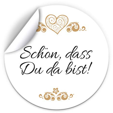 Junapack 50 Aufkleber SCHÖN, DASS DU DA BIST Etiketten für Gastgeschenke BZW. Mitgebsel bei Hochzeit Taufe Geburtstag Jubiläum (4,5 cm rund)