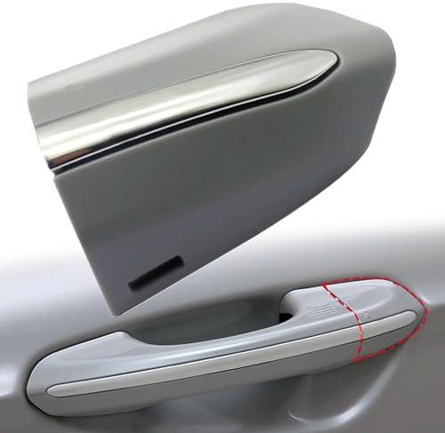 SecosAutoparts Front Driver Exterior Door Handle Lock Cover with Chrome Compatible with Ford Edge 2015-2020 Fusion 2013-2020# DS7Z-54218A15-DC DS7Z54218A15DC Door Handle Lock Bezel Cover Cap Black