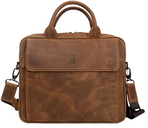 Wolfsohn Laptoptasche, Businesstasche Aktentasche Leder mit 13 Zoll Laptop-Fach, Notebook, Aktenkoffer, Geschenk Bag, Ledertasche für Damen und Herren, Vintage Braun