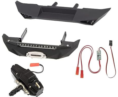 Integy RC Model Alloy F&R Bumper + LED w/Winch & 3rd Ch. Controller for SCX-10 Trail Crawler