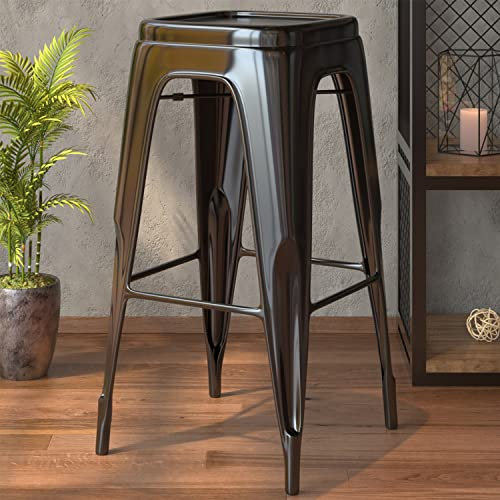 GGMMÖBEL California | Barhocker 2-er Set | Sitzhöhe: 76 cm | Metall: Schwarz Matt | Barstuhl | Restaurant, Cafe, Bar | Industrial Deko