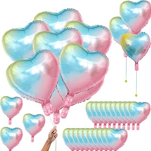 18 Zoll Herz Helium Luftballons, Herzballons Folienballons, Herz Folienballon, Hochzeit Folienluftballon, Herzluftballons für Party, Geburtstag, Valentinstag, Hochzeit, 25 Stück, Farbe