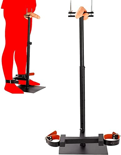 SHAIMS Spreizstange Mit Fußfesseln Und Ballstretcher Hodenpresse SM Set Metall Hodensack Hodenquetscher Hodenklemmer Leder Fuß Fesseln CBT Folter Verstellbar Sexspielzeug Für Paare