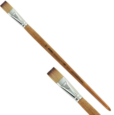 KUM 5126211 - Acryl- und Ölpinsel Wood Line, Flach, Größe 20, für Künstler, Künstlerpinsel, Künstlerbedarf