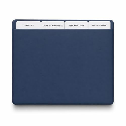 Portadocumenti Auto, Moto, Camion, Veicoli con Scomparti Separati a Bustina, Portalibretto con 4 Tasche Trasparenti Estraibili, Custodia Libretto Circolazione e Assicurazione 19x15,5 cm Blu
