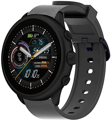 Blueshaweu Compatible for Fossil Gen 6 Wellness Bands, Quick Release Watch Soft Silicone Sport Band Compatible with Fossil Gen 6 44mm Wellness Smart Watch (Black)
