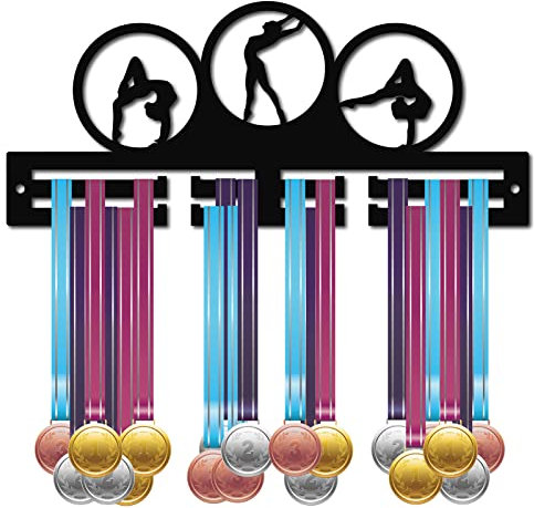 CREATCABIN Acryl Medaillenhalter Gymnastik Tanz Medaillenaufhänger Display Sportmedaillenhaken Ständer Wandhalterung Aufhänger Für Heimabzeichen 2 Linien Sportler Laufen Fußball Über 20 Medaillen