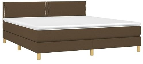 vidaXL Boxspringbett mit Matratze Polsterbett Bett Bettgestell Lattenrost Bettrahmen Doppelbett Hotelbett Schlafzimmerbett Dunkelbraun 180x200cm Stoff