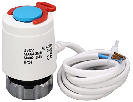 Elektrisches Thermostatventil für Heizkörper mit M30x1,5 Gewinde, IP43, 230V, 110N, 4,5-5mm Hub, Doppel-O-Ring-Dichtung