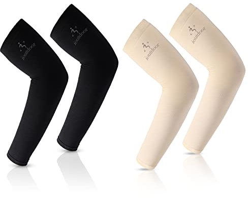 ioutdoor Manches de refroidissement UPF 50+, manchettes de compression, protection solaire, manches élastiques, respirantes, antidérapantes, Noir et jaune (2 paires), taille unique