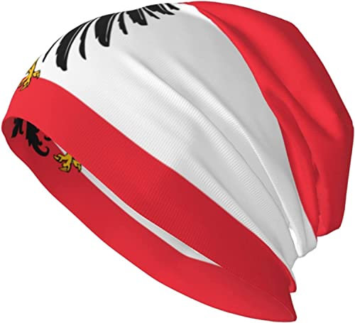 LOUJIN Uni Beanie-Mütze, Österreichische Flagge, Totenkopf, Strickmütze, Winter, Sommer, warm, Skimütze, Snapback, rot