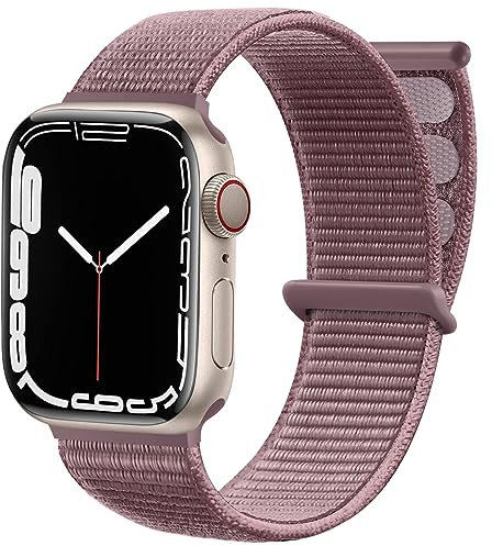 Maledan Nylon Cinturino Compatibile con Apple Watch Cinturino 42mm 44mm 45mm 49mm 38mm 40mm 41mm, Regolabile Cinturino Compatibile con iWatch Series 9 8 7 6 5 4 3 SE, 42mm/44mm/45mm/49mm, Fumo Viola