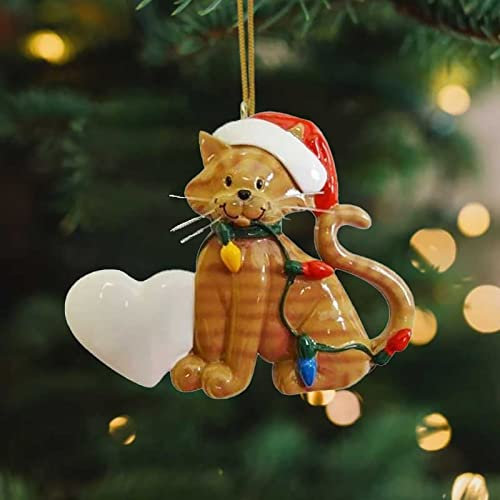 Weihnachtsschmuck Niedlicher Acryl Katze Anhänger Weihnachten Deko Weihnachtsbaum Anhänger Weihnachtsbaumschmuck Ornament Funny Katze Auto Anhänger (E2-A, A)