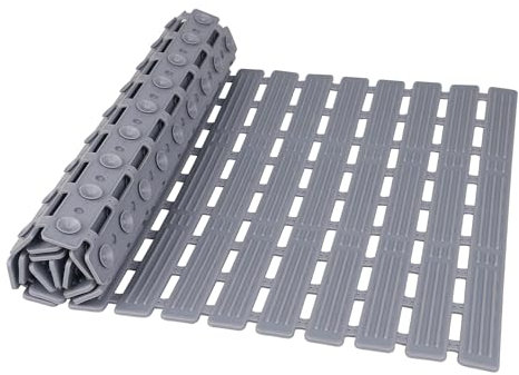 Shower Mat Non Slip Anti Mould, 90 x 40 cm Extra Long Bathtub Mats for Elderly, Shower Mats for Inside Shower, Washable Bath Tub Mats with Suction Cups & Drainage for Bathroom, Cut to Size, Dark Grey