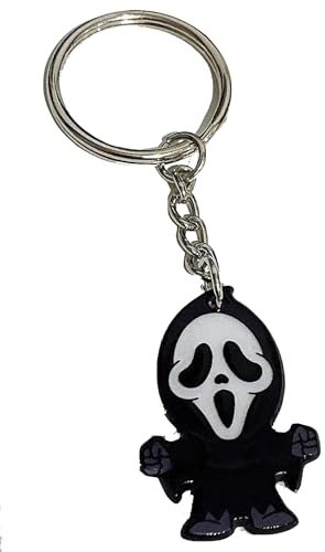 EZB Porte-clés personnage Scream | Idée cadeau de film d'horreur pour hommes, femmes, garçons et filles | Porte-clés Ghostface (petit), blanc, taille unique
