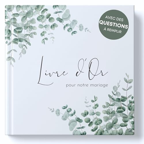MAVANTO Livre d'or pour Le Mariage avec Questions à remplir - Livre d'or Mariage de Haute qualité pour des Souvenirs inoubliables (44 Doubles Pages)