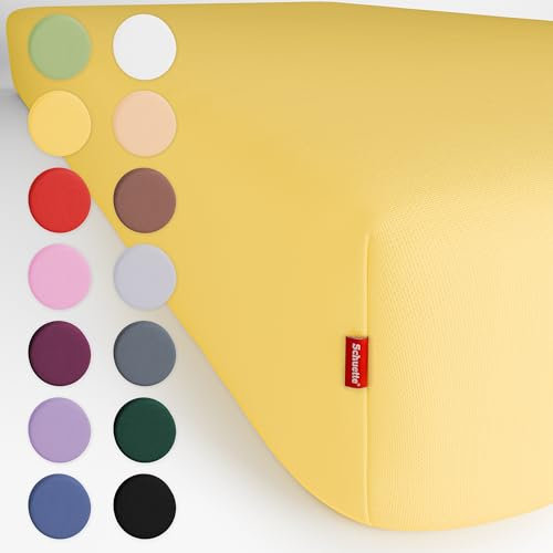 Schuette® Spannbettlaken • 180x200 cm • Wow! Kollektion: Hello Yellow (Gelb) • 100% Superfluff Baumwolle, Blickdicht, Faltenfrei • mit Rundumgummi • Matratzenhöhe bis 20 cm