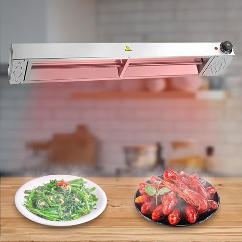BOVDC Wärmelampe Küche Gastro, Edelstahl Lebensmittel Wärmelampe für Küche, Hängende Wärmelampen für Speisen Einstellbare Temperatur 30-85℃, Großer Heizbereich(1 Stück, 60cm)