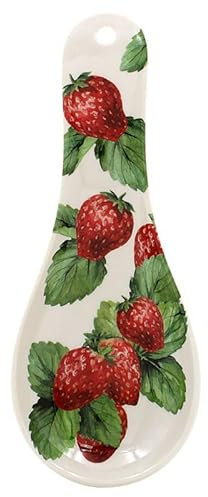 The Leonardo Collection Strawberry Field Spoon Rest for Kitchen & Home | Lovely Spoon Holder for Kitchen Accessories | | Heat Resistant Spoon Rest for All Types of Spoons