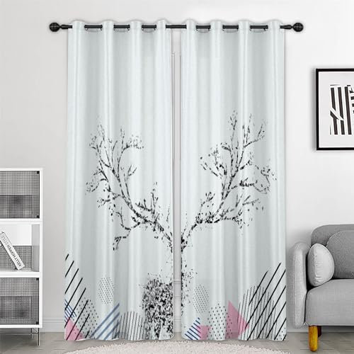 MTBDDyyds Vorhänge Blickdicht 3D Tier Elch Ösenvorhang Verdunkelungsvorhang Wohnzimmer Gardinen Schallschutz Thermovorhang Fensterdekoration 2 Stücke 200X160Cm