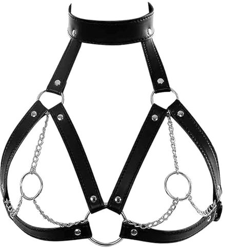 WENTPOL Punk Leder Geschirre Harness BDSM Damen sexy Brust Fesselgurt Harness Body Brustgurte Cupless Lingerie Fesseln Sexspielzeug Sexy Dessous Bondage Cosplay Club Kleidung Erotik Korsett Bikini