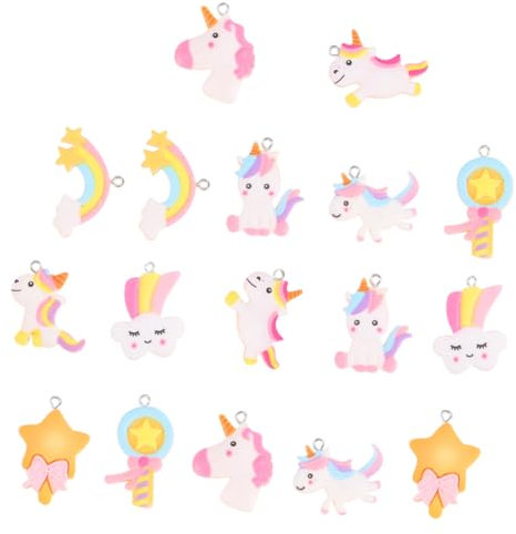 TOPPERFUN 17st Einhorn Schlüsselanhänger Anhänger Aus Harz Kettenanhänger Für Kinder Kinderschmuck Halsketten Für Kinder Kinderarmband Einhorn-schmuckanhänger Zubehör Karikatur Plastik