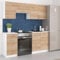 roe furniture Küchenzeile ohne Elektrogeräte - Modern Einbauküche 180 cm - Küche Komplett Leco - Küchenblock - Geräumige Singleküche - Küchenmöbel Komplett Buche Artisan & Weiße Arbeitsplatte