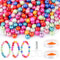 Etwa 250 Stück 8mm Magic Pearls, Rund Miracle Beads mit Elastischer Kordel und Kinderschere, Acryl Reflektierende Perlen für die Schmuckherstellung